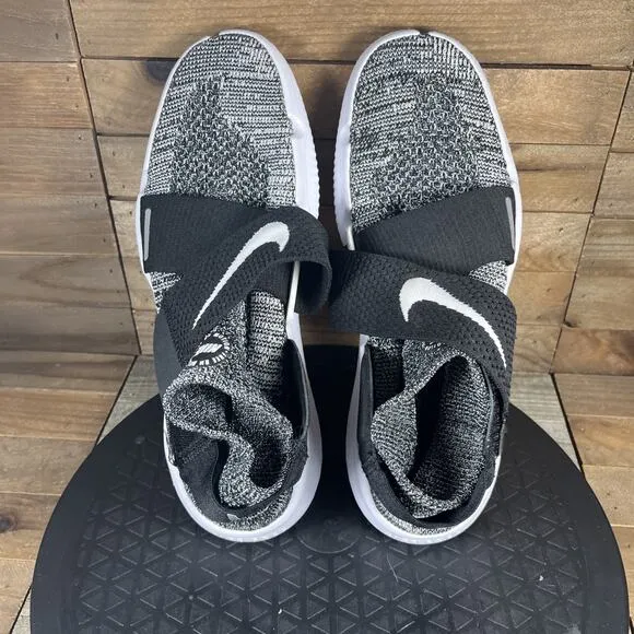 Nike Free RN Motion Womens Size 9 Flyknit Black Gray Slip On Shoes Sneakers