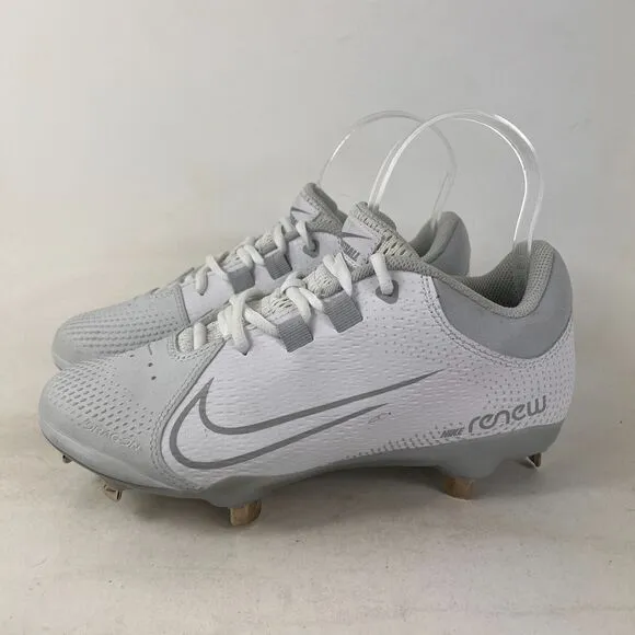Nike Hyperdiamond 4 Pro Fast Pitch softball shoes women’s 7.5 white silver NEW