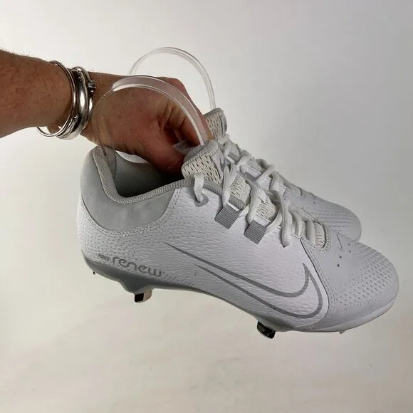 Nike Hyperdiamond 4 Pro Fast Pitch softball shoes women’s 7.5 white silver NEW