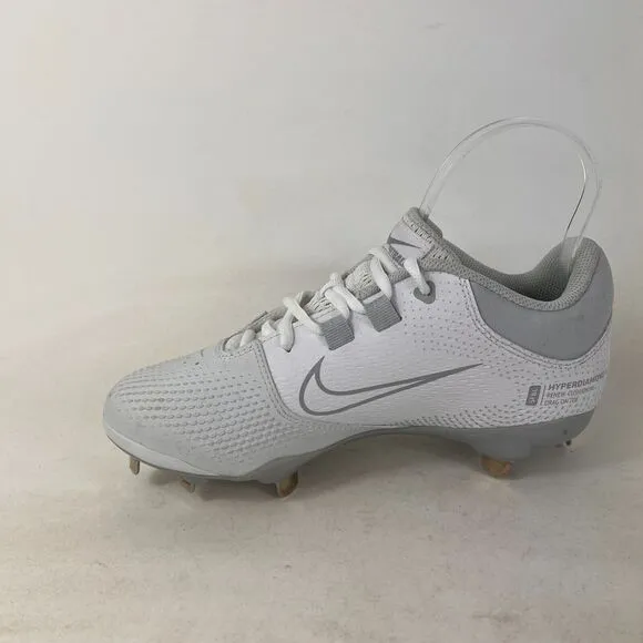 Nike Hyperdiamond 4 Pro Fast Pitch softball shoes women’s 7.5 white silver NEW