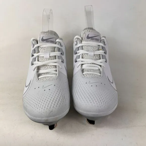 Nike Hyperdiamond 4 Pro Fast Pitch softball shoes women’s 7.5 white silver NEW