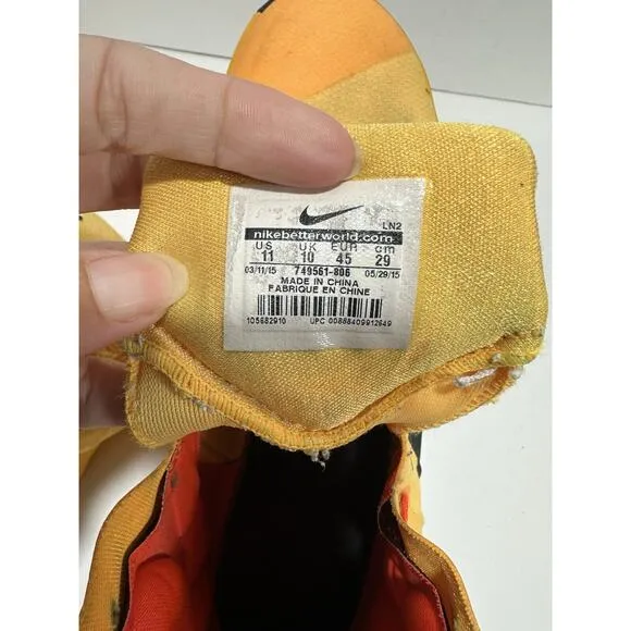 Nike Hyperdunk 2015 Bruce Lee Size 11 Yellow 749561-806 Shoe No Laces Stained**