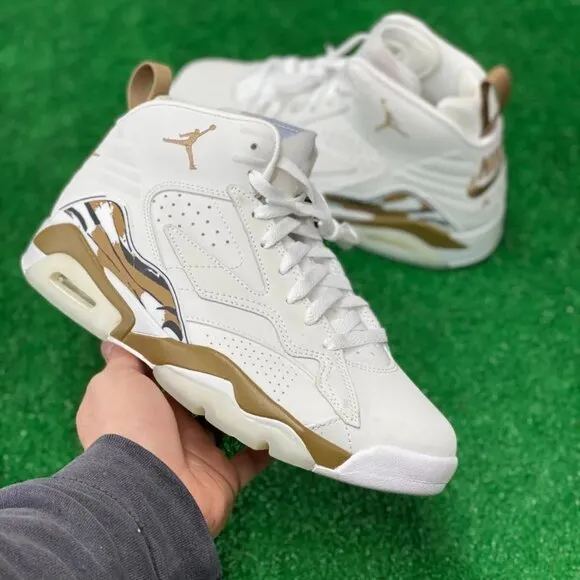Nike Jumpman MVP Mens Basketball Shoes White &amp; Gold FQ8337-121 VNDS Size 9.5