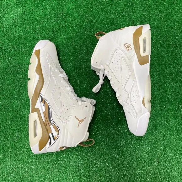 Nike Jumpman MVP Mens Basketball Shoes White &amp; Gold FQ8337-121 VNDS Size 9.5
