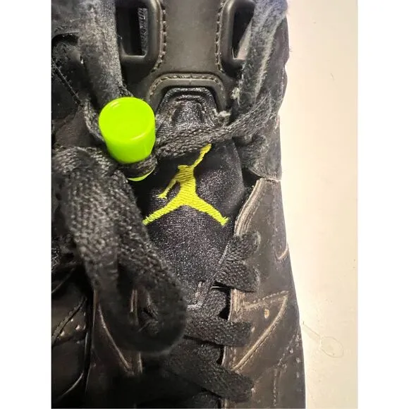 Nike Kids 5Y Air Jordan 6 Retro Sneakers Black Green Neon Basketball Shoes Gym