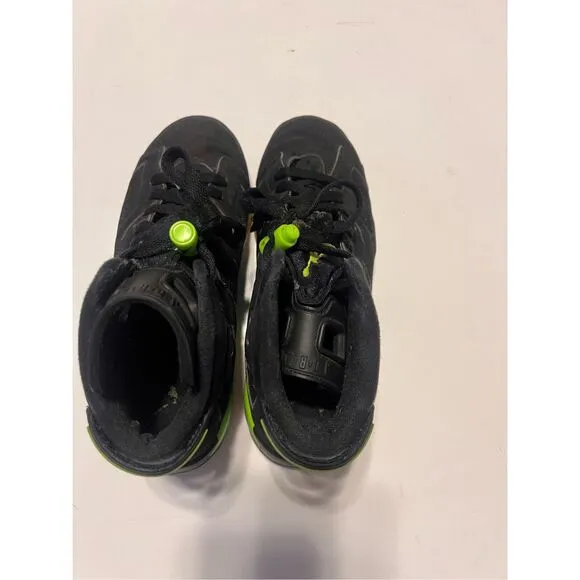 Nike Kids 5Y Air Jordan 6 Retro Sneakers Black Green Neon Basketball Shoes Gym