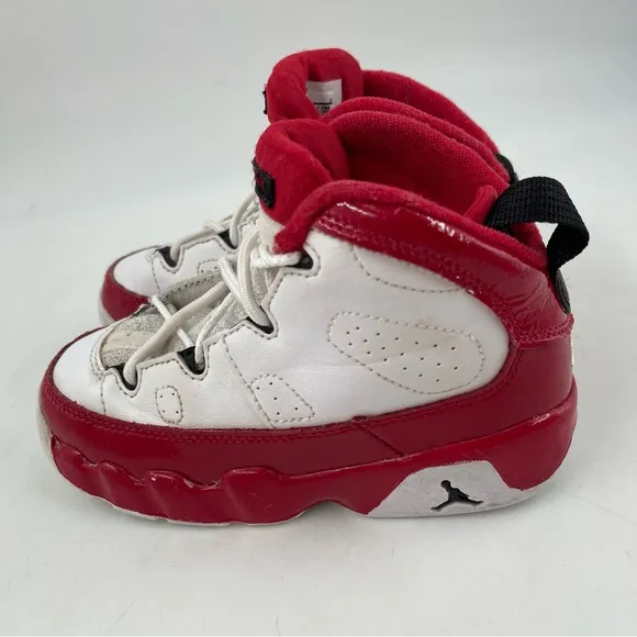 Nike Kids Air Jordan 9 Retro Hi Top -Size  9 C -White Gym Red Basketball Shoes