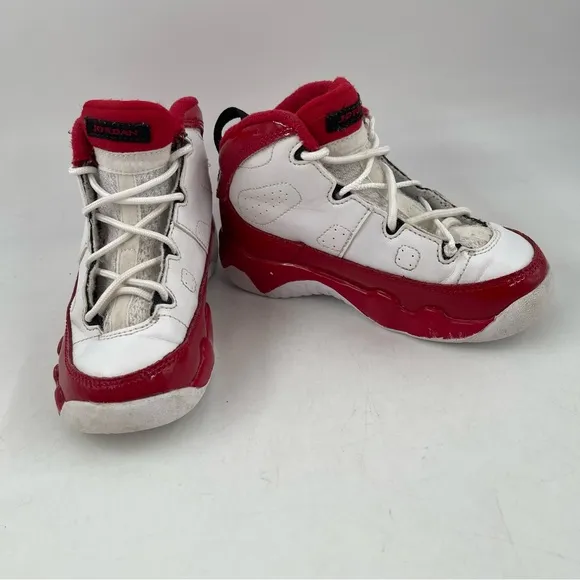 Nike Kids Air Jordan 9 Retro Hi Top -Size  9 C -White Gym Red Basketball Shoes