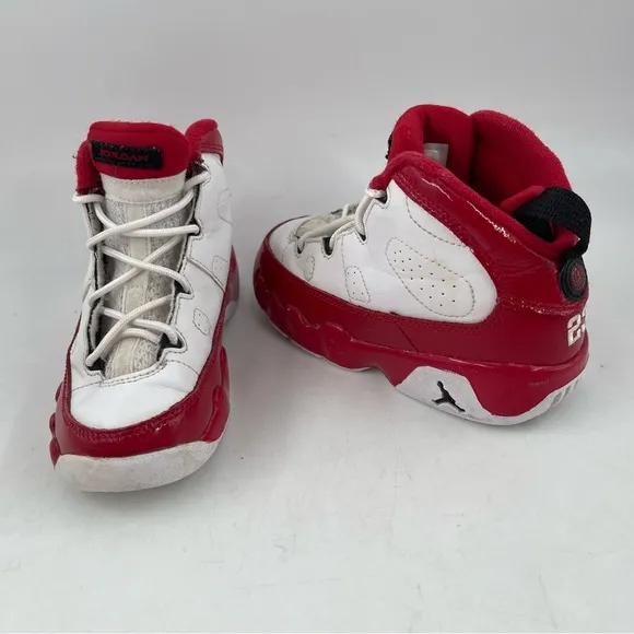 Nike Kids Air Jordan 9 Retro Hi Top -Size  9 C -White Gym Red Basketball Shoes