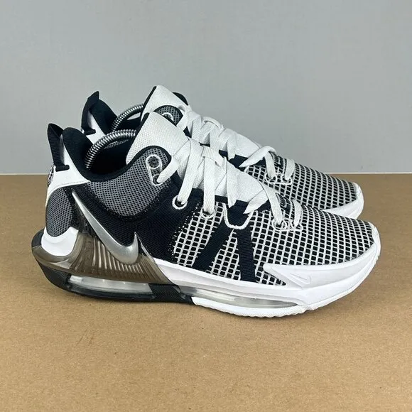 Nike Lebron Witness 7 Basketball Athletic Shoes Mens 7.5 Black White Lace Up