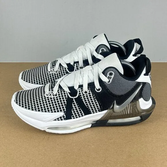 Nike Lebron Witness 7 Basketball Athletic Shoes Mens 7.5 Black White Lace Up