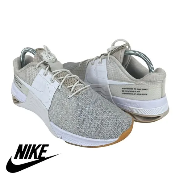 Nike | Men 9 | Metcon 8 Natural/White/Gray Lock‎ Laces Gym Sneakers Shoes