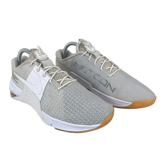 Nike | Men 9 | Metcon 8 Natural/White/Gray Lock‎ Laces Gym Sneakers Shoes