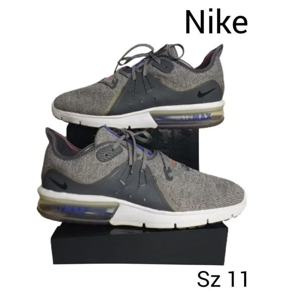 Nike Men's Air Max Sequent 3 Sneakers 11 Dark Grey Black Athletic Shoes Sz 11