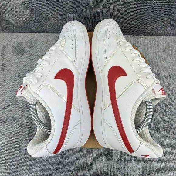 Nike Mens Court Vision Low Size 10 White Red Running Training Tennis Sneakers