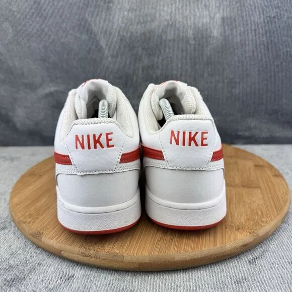 Nike Mens Court Vision Low Size 10 White Red Running Training Tennis Sneakers