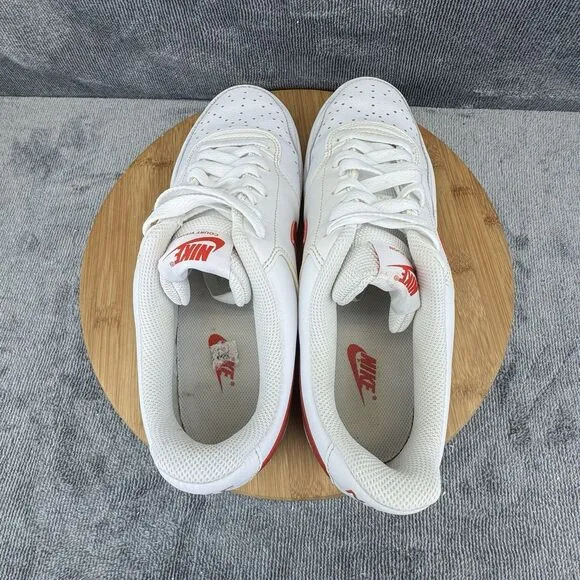 Nike Mens Court Vision Low Size 10 White Red Running Training Tennis Sneakers