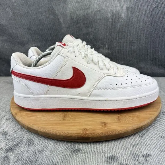 Nike Mens Court Vision Low Size 10 White Red Running Training Tennis Sneakers