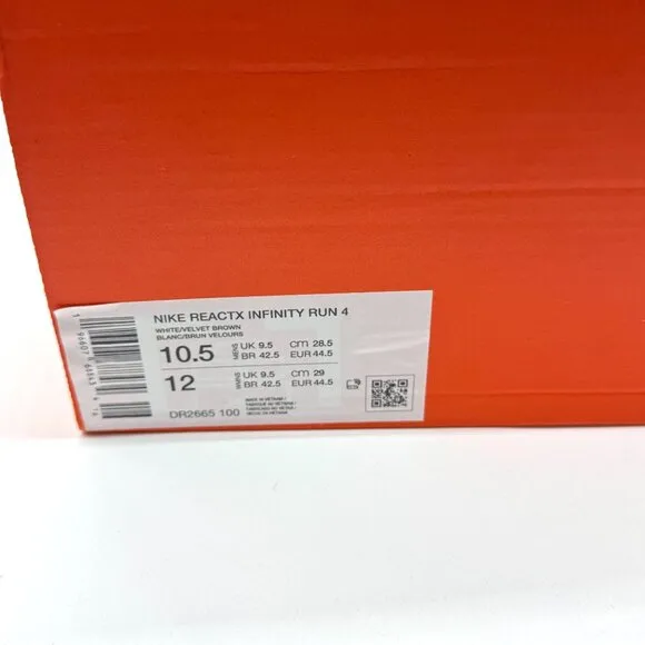 Nike Mens ReactX Infinity Run 4 Running Shoes Sz 10.5 NEW DR2665-100