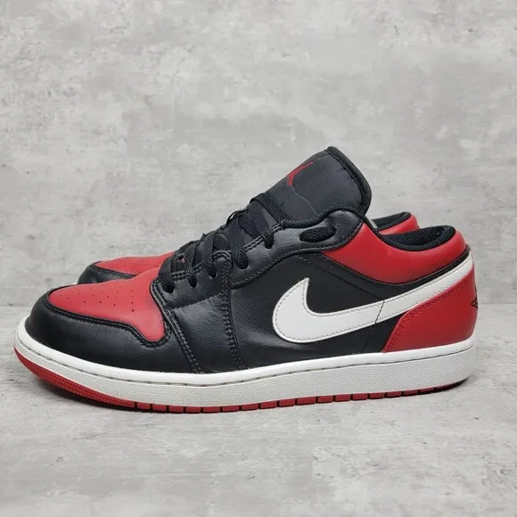 Nike Mens Size 12 Air Jordan 1 Low Black Gym Red White 553558-066 Shoes Sneakers