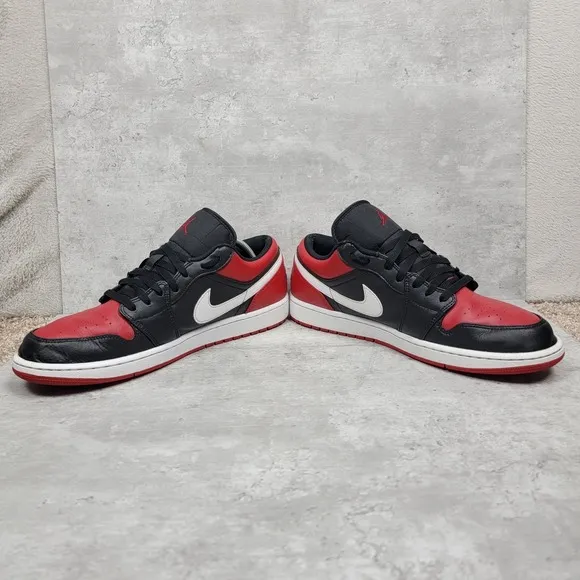 Nike Mens Size 12 Air Jordan 1 Low Black Gym Red White 553558-066 Shoes Sneakers