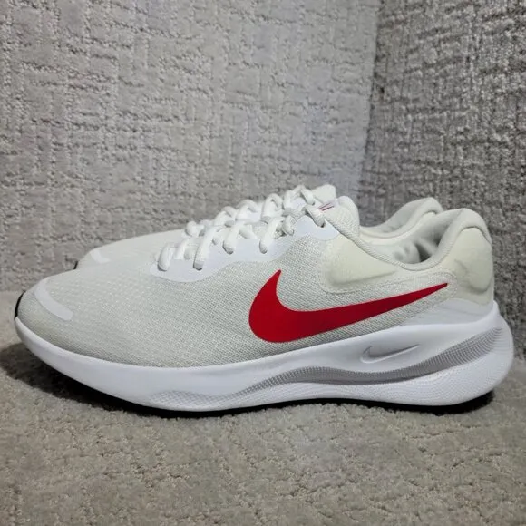 Nike Revolution 7 Men's Size 10.5 White University Red Running Shoes FB2207-101