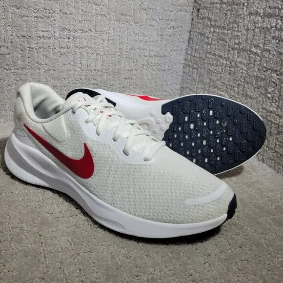 Nike Revolution 7 Men's Size 10.5 White University Red Running Shoes FB2207-101