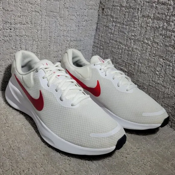 Nike Revolution 7 Men's Size 10.5 White University Red Running Shoes FB2207-101