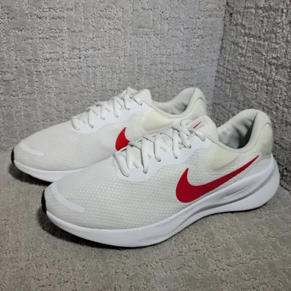 Nike Revolution 7 Men's Size 10.5 White University Red Running Shoes FB2207-101