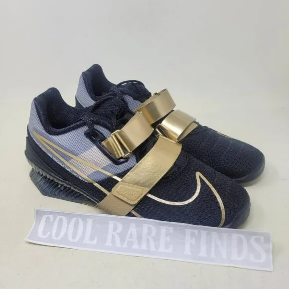 Nike Romaleos 4 Weightlifting Gym Shoes Black Gold CD3463-001 Men's Size 9.5