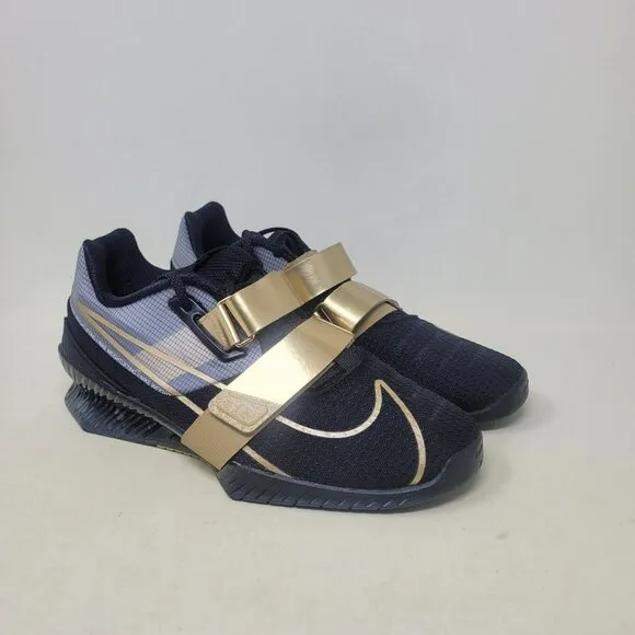 Nike Romaleos 4 Weightlifting Gym Shoes Black Gold CD3463-001 Men's Size 9.5