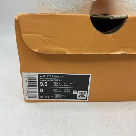 Nike Shoes Blazer Mid 77’ WMNS “Habanero Red White” 2024