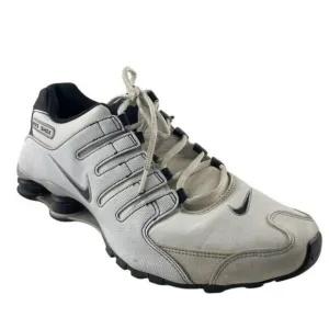 Nike Shox NZ 378341-190 Retro White Leather Lace Up Low Top Running Shoes US 10