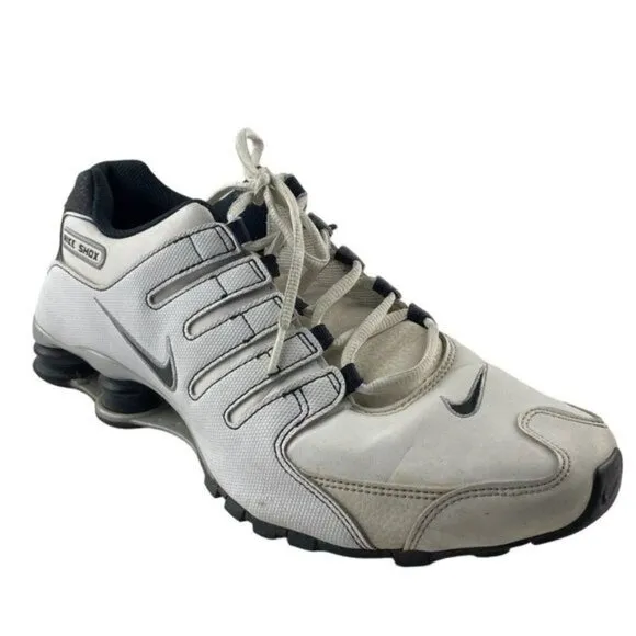 Nike Shox NZ 378341-190 Retro White Leather Lace Up Low Top Running Shoes US 10