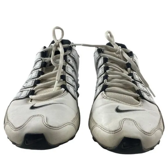 Nike Shox NZ 378341-190 Retro White Leather Lace Up Low Top Running Shoes US 10