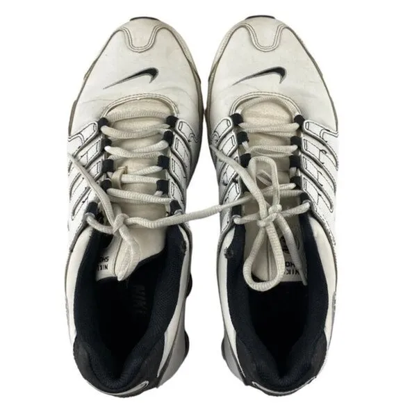 Nike Shox NZ 378341-190 Retro White Leather Lace Up Low Top Running Shoes US 10