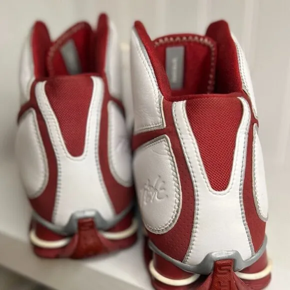 NIKE SHOX ZOOM AIR ELITE Basketball Shoes US 10.5 White Red 324826-162 Vtg 2008