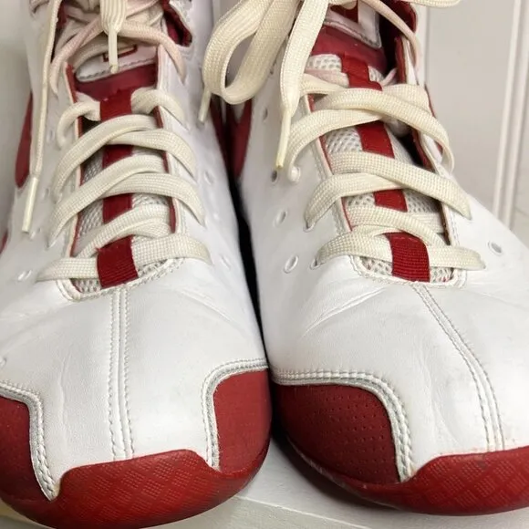 NIKE SHOX ZOOM AIR ELITE Basketball Shoes US 10.5 White Red 324826-162 Vtg 2008