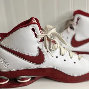 NIKE SHOX ZOOM AIR ELITE Basketball Shoes US 10.5 White Red 324826-162 Vtg 2008