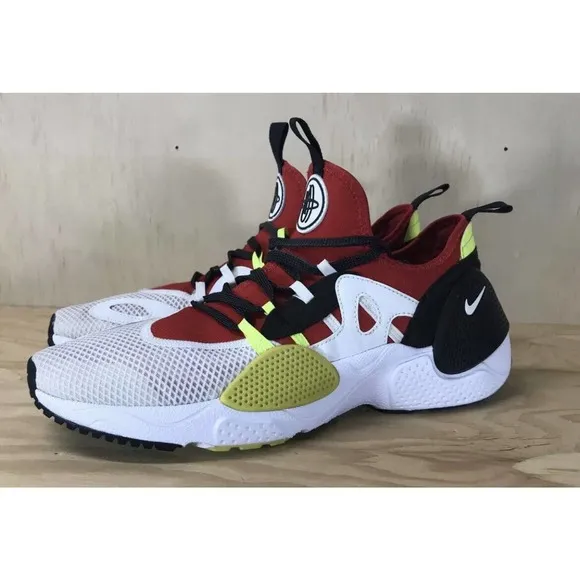 Nike Swoosh Huarache Edge Running Shoes White Red A01697 Mens 9.5 Fast Ship