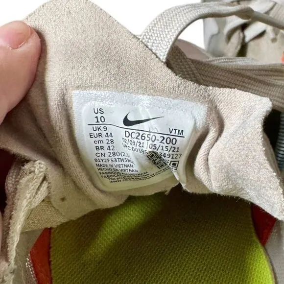 Nike Waffle One Crater Cream Orange Beige Shoes Sneakers Men's Size 10