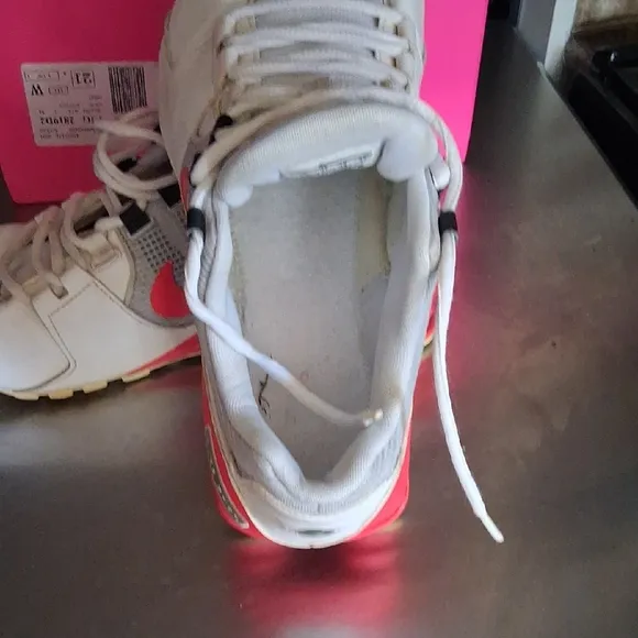 Nike White and Red Athletic Shoes