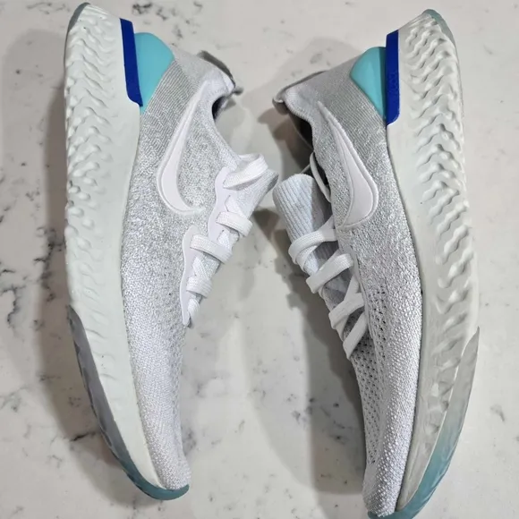 Nike Women’s Epic React Flyknit 2 &quot;White Light Aqua&quot; Running Shoes New