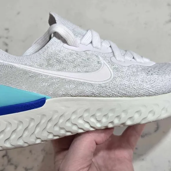 Nike Women’s Epic React Flyknit 2 &quot;White Light Aqua&quot; Running Shoes New