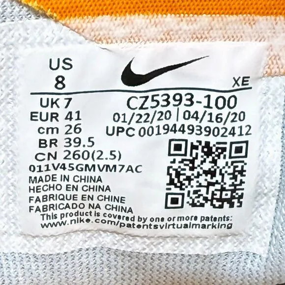 Nike Zoom Pegasus 37 Tennessee Volunteers Mens Size 8 Running Shoes Orange White