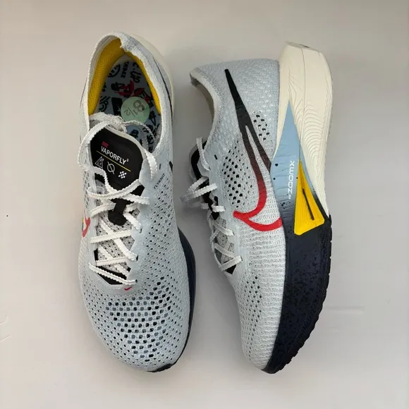 Nike ZoomX Vaporfly Next% 3 White Red Yellow Mens 8.5 Running Shoes HJ9079-100