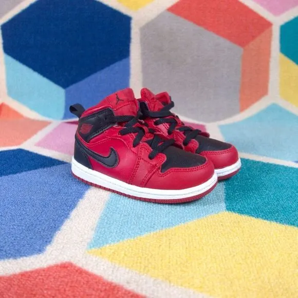 Nike Air Jordan 1 Mid (TD)  Reverse Bred Red B Toddler US 8