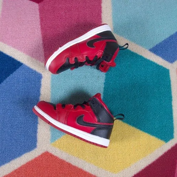 Nike Air Jordan 1 Mid (TD)  Reverse Bred Red B Toddler US 8