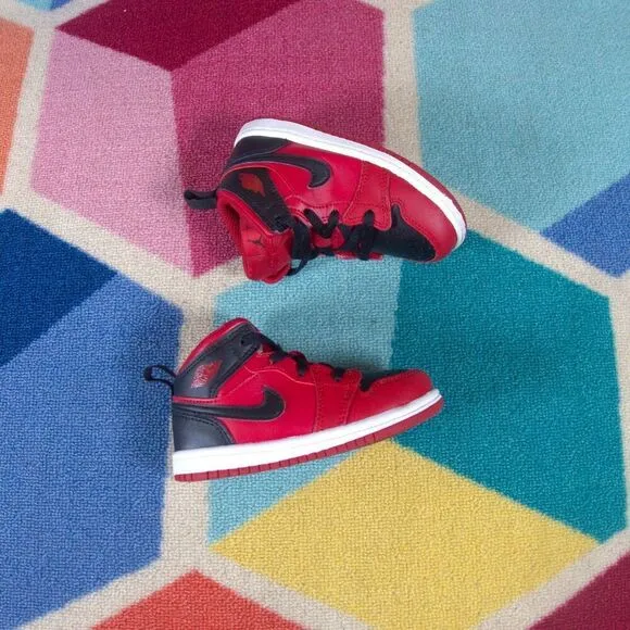Nike Air Jordan 1 Mid (TD)  Reverse Bred Red B Toddler US 8