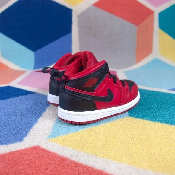Nike Air Jordan 1 Mid (TD)  Reverse Bred Red B Toddler US 8
